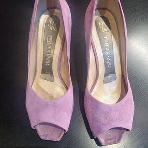 Peter Kaiser Purple Suede Peep-Toe Heels